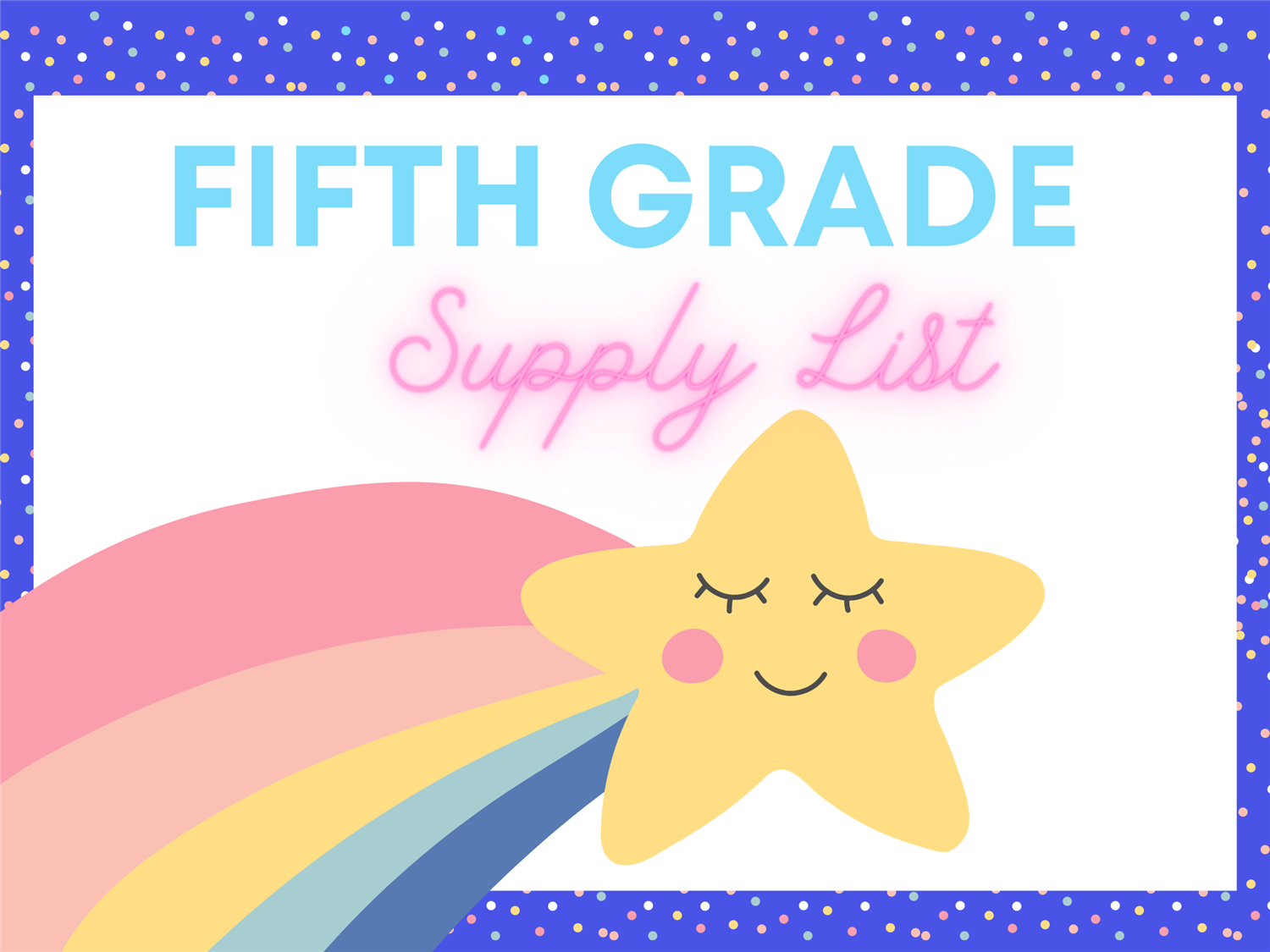  Fifth Grade Supply List